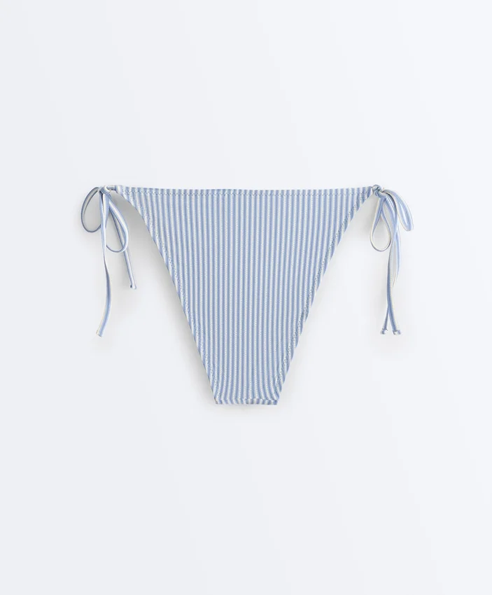 Textured Stripe Medium-Coverage Bikini Briefs with Ties Textured Stripe Medium-Coverage Bikini Briefs with Ties