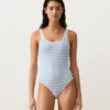Textured Stripe Round-Neck Swimsuit Textured Stripe Round-Neck Swimsuit