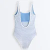 Textured Stripe Round-Neck Swimsuit Textured Stripe Round-Neck Swimsuit