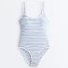 Textured Stripe Round-Neck Swimsuit Textured Stripe Round-Neck Swimsuit