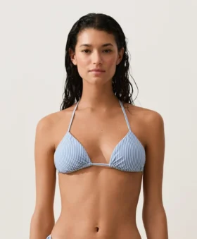 Textured Stripe Triangle Bikini