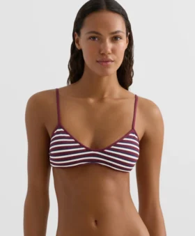 Textured Stripe Triangle Bikini Top