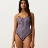 Textured Stripe Triangle Swimsuit Textured Stripe Triangle Swimsuit