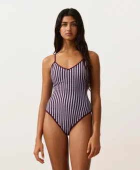 Textured Stripe Triangle Swimsuit