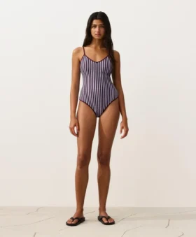 Textured Stripe Triangle Swimsuit