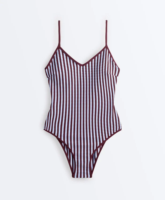 Textured Stripe Triangle Swimsuit Textured Stripe Triangle Swimsuit