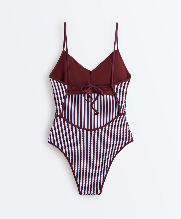 Textured Stripe Triangle Swimsuit Textured Stripe Triangle Swimsuit