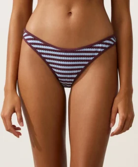 Textured Stripe U-Cut Medium-Coverage Bikini Briefs