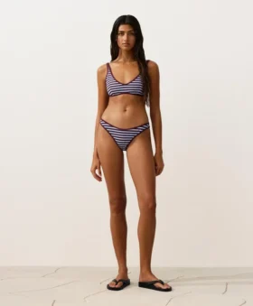 Textured Stripe U-Cut Medium-Coverage Bikini Briefs