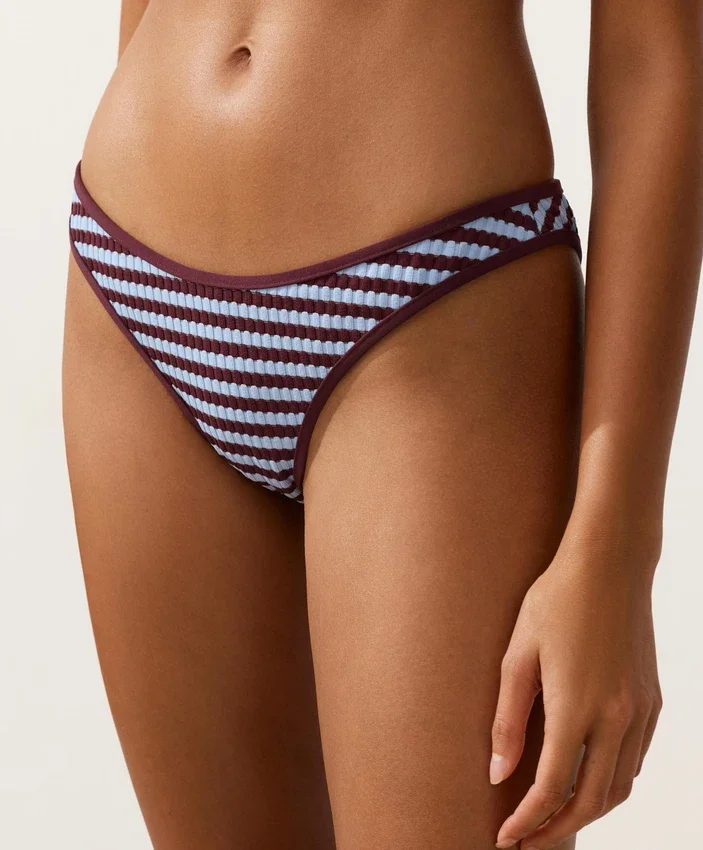 Textured Stripe U-Cut Medium-Coverage Bikini Briefs Textured Stripe U-Cut Medium-Coverage Bikini Briefs