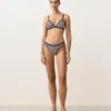 Trim Textured Stripe Triangle Bikini Top