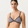 Trim Textured Stripe Triangle Bikini Top