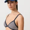 Trim Textured Stripe Triangle Bikini Top