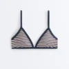 Trim Textured Stripe Triangle Bikini Top