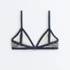 Trim Textured Stripe Triangle Bikini Top