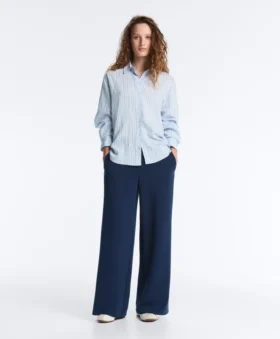 Twill Straight-Leg Trousers with Side Tape