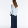 Twill Straight-Leg Trousers with Side Tape