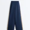 Twill Straight-Leg Trousers with Side Tape