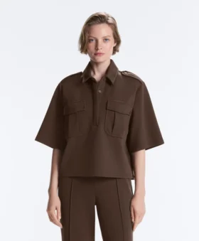 Utility Short-Sleeve Sweatshirt with Cotton Piqué