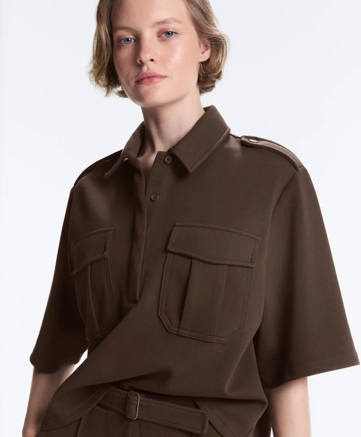 Utility Short-Sleeve Sweatshirt with Cotton Piqué Utility Short-Sleeve Sweatshirt with Cotton Piqué