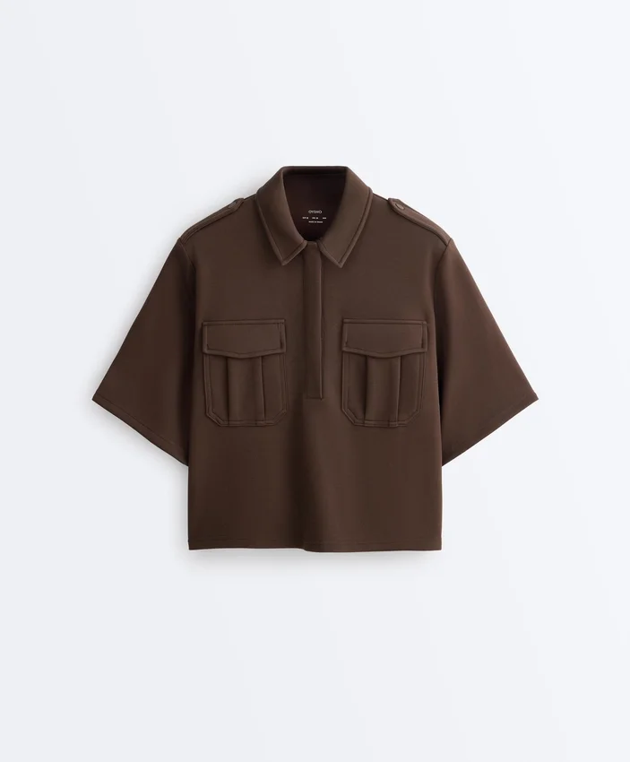 Utility Short-Sleeve Sweatshirt with Cotton Piqué Utility Short-Sleeve Sweatshirt with Cotton Piqué