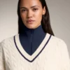 V-Neck Mini Cable Knit Jumper V-Neck Mini Cable Knit Jumper