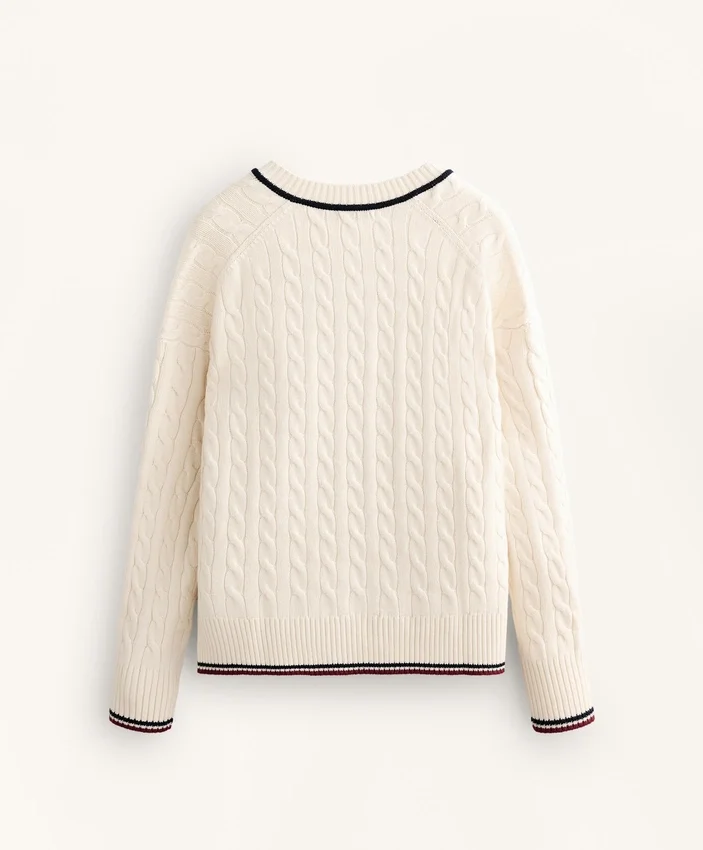 V-Neck Mini Cable Knit Jumper V-Neck Mini Cable Knit Jumper