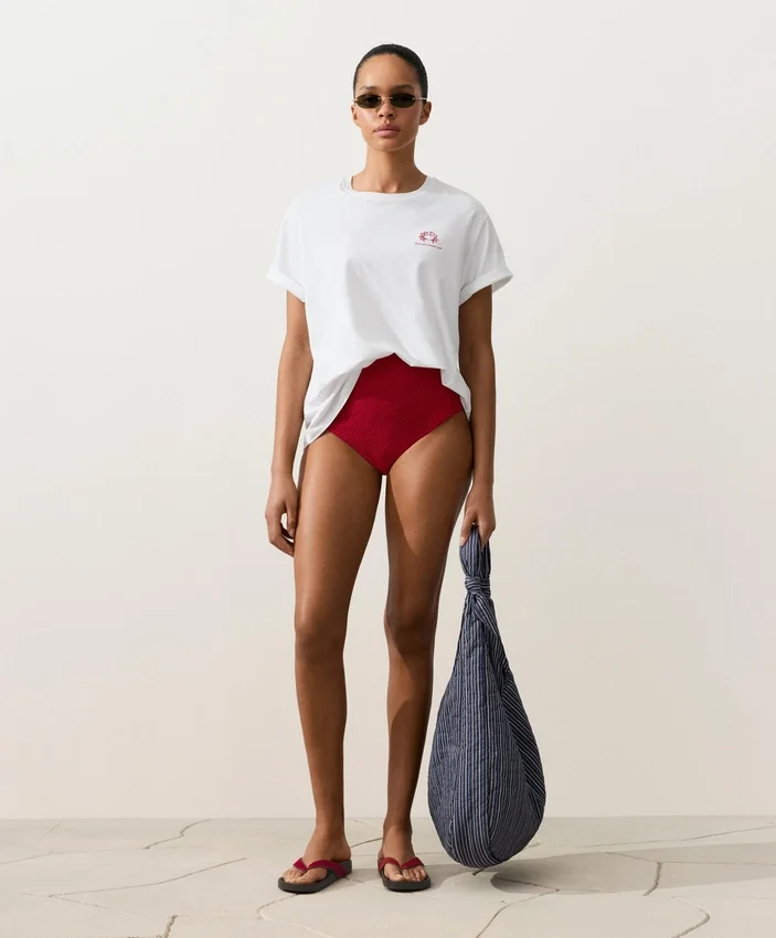 Waffle Textured High-Waisted Bikini Briefs Waffle Textured High-Waisted Bikini Briefs