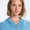 Washed Cable Knit Hooded Jacket Washed Cable Knit Hooded Jacket