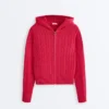 Washed Cable Knit Hooded Jacket Washed Cable Knit Hooded Jacket