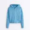 Washed Cable Knit Hooded Jacket Washed Cable Knit Hooded Jacket
