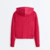 Washed Cable Knit Hooded Jacket Washed Cable Knit Hooded Jacket