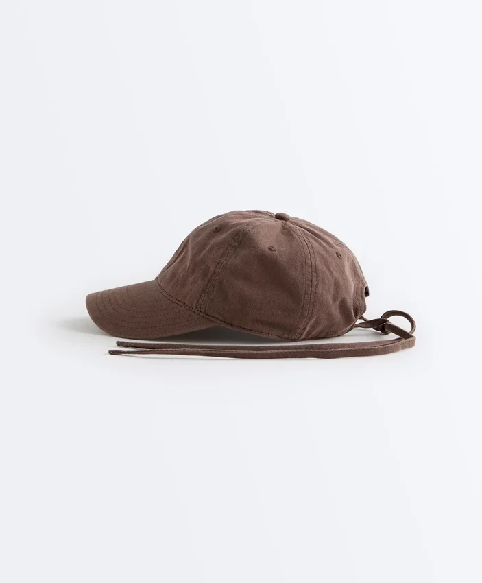 Washed-Effect 100% Cotton Cap with Tie Washed-Effect 100% Cotton Cap with Tie