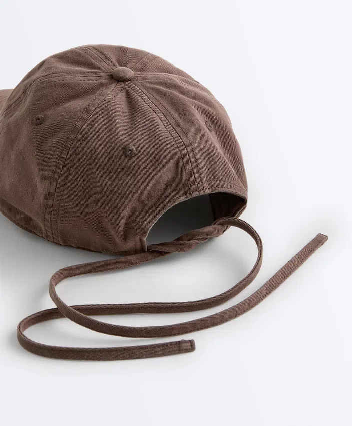Washed-Effect 100% Cotton Cap with Tie Washed-Effect 100% Cotton Cap with Tie