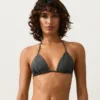 Washed Effect Jacquard Triangle Bikini