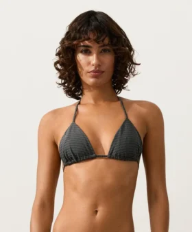 Washed Effect Jacquard Triangle Bikini