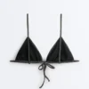 Washed Effect Jacquard Triangle Bikini