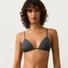 Washed Effect Jacquard Triangle Bikini