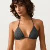 Washed Effect Jacquard Triangle Bikini