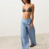 Washed Effect Jacquard Triangle Bikini