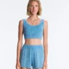 Washed Knit Crop Cable Strap T-Shirt Washed Knit Crop Cable Strap T-Shirt