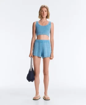 Washed Knit Crop Cable Strap T-Shirt