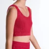 Washed Knit Crop Cable Strap T-Shirt Washed Knit Crop Cable Strap T-Shirt