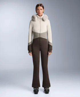 Water-Resistant Colour-Block Fitted Stretch Ski Jumpsuit