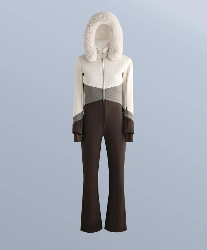 Water-Resistant Colour-Block Fitted Stretch Ski Jumpsuit Water-Resistant Colour-Block Fitted Stretch Ski Jumpsuit