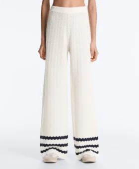 Wave Knit Straight-Leg Trousers