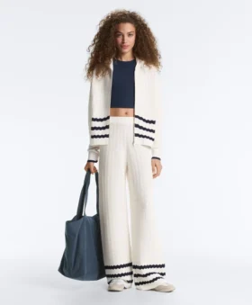 Wave Knit Straight-Leg Trousers