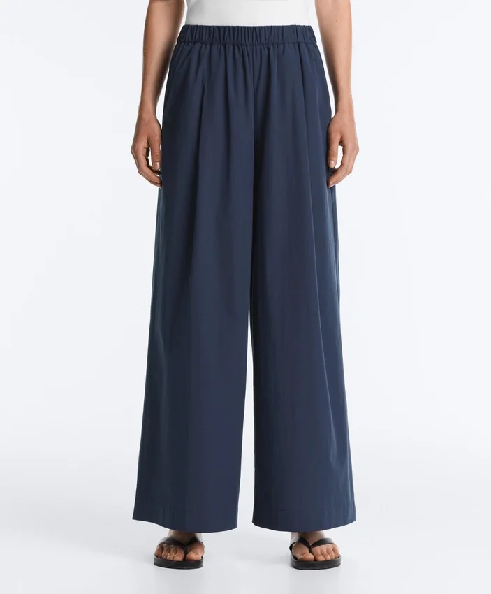 Wide-Leg 100% Cotton Poplin Trousers Wide-Leg 100% Cotton Poplin Trousers