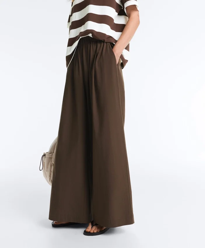 Wide-Leg 100% Cotton Poplin Trousers Wide-Leg 100% Cotton Poplin Trousers
