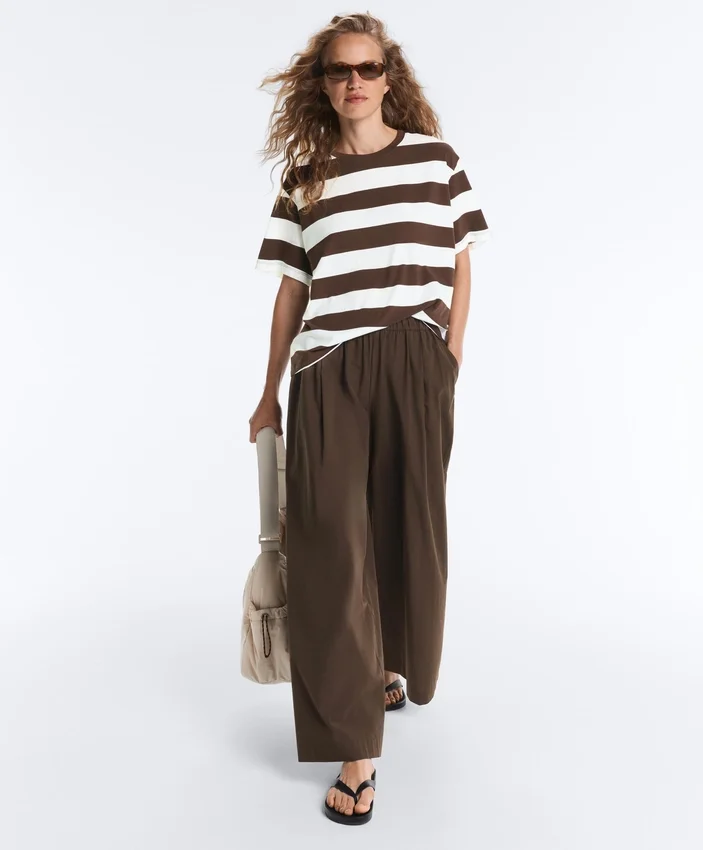 Wide-Leg 100% Cotton Poplin Trousers Wide-Leg 100% Cotton Poplin Trousers
